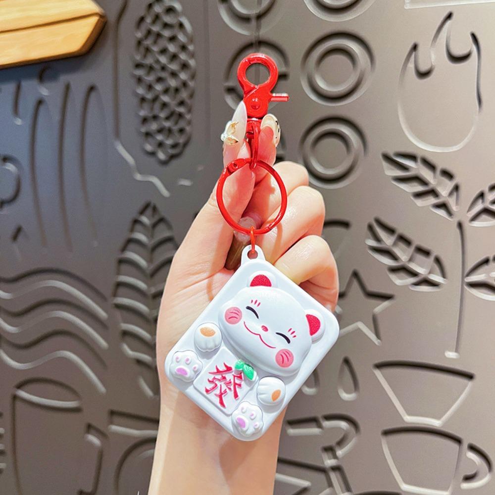 

Брелок для ключей с музыкальным маджонгом в виде кошки, держатель для ключей с голосовым маджонгом, подарок другу красный