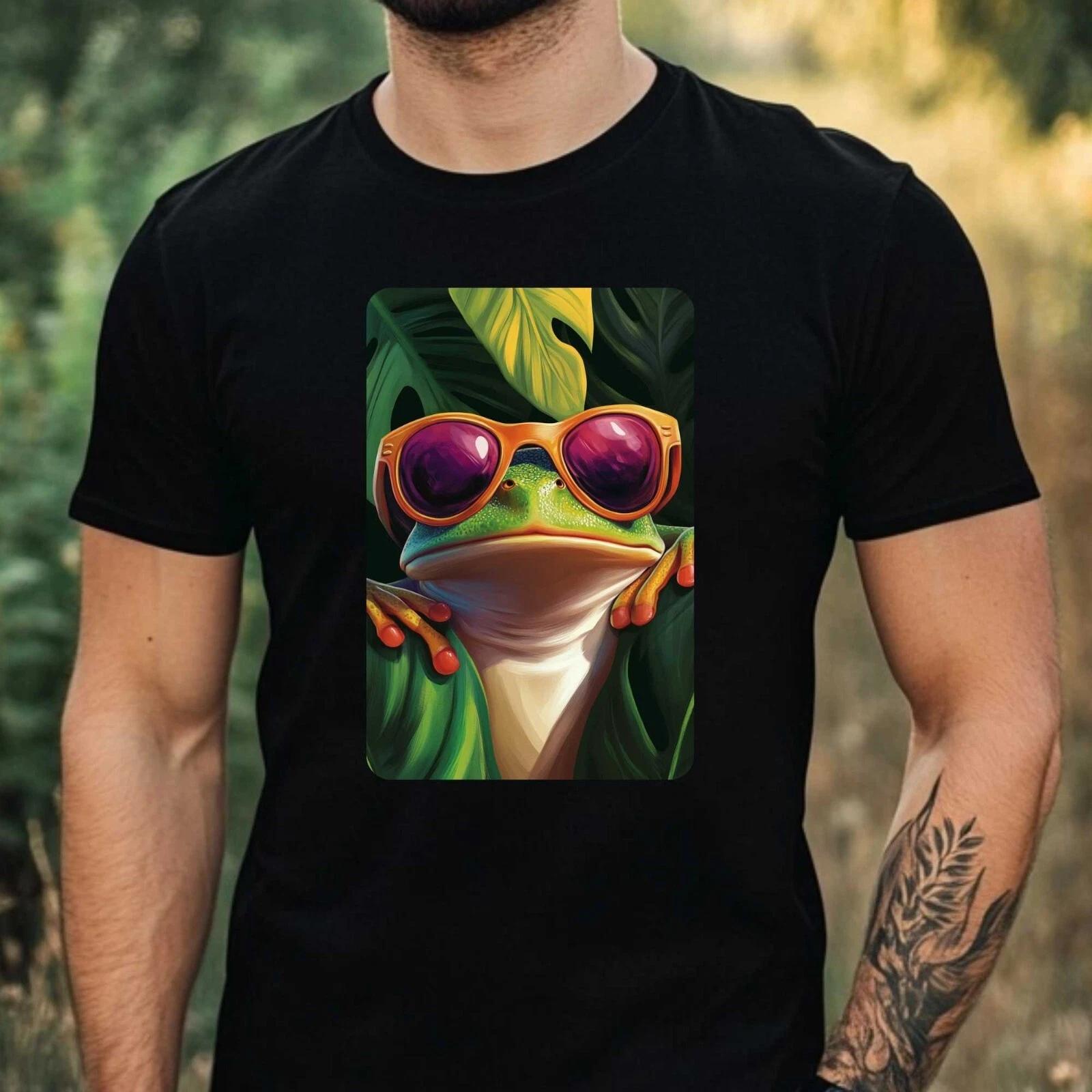 T-Shirt Herren Frosch mit Sonnenbrille Motiv Baumwolle Größe XS bis 5XL XXXXL