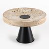 Wabi-Sabi High-Footed Round Fruit Plate - Light Luxury Yellow Travertine Style Decorative Tray