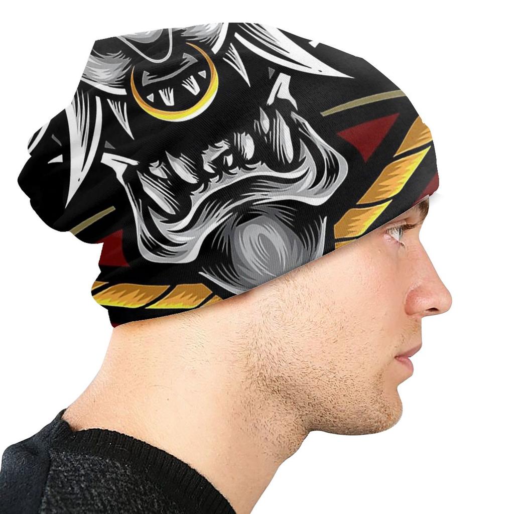 Oni Japan Samurai Demon Skullies Beanies Oni Samurai Japanese Knitted Hat Winter Warm Bonnet Hats Street Ski Cap