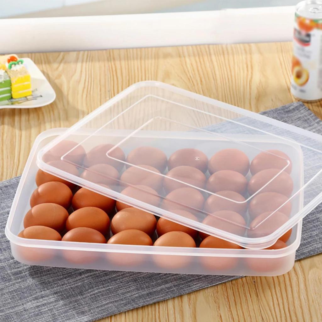 1/2pcs-Egg Storage Box With Lid Kitchen Refrigerator Egg Box Egg Drop Rack Egg Storage Box Fridge Egg Organizer 30 Grid Egg Tray