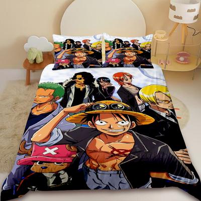 Anime One Piece Antklodės užvalkalas Luffy Animacinis patalynės komplektas Antklodės užvalkalas Viengulis Karališko dydžio Miegamojo dekoravimui Gimtadienio dovanos