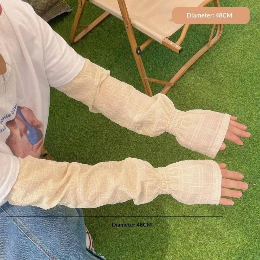 Gradient Color Ice Silk Arm Sleeves Loose Fit Breathable Sun Protection Arm Sleeves Elastic Long Sleeve Fingerless Arm Sleeves