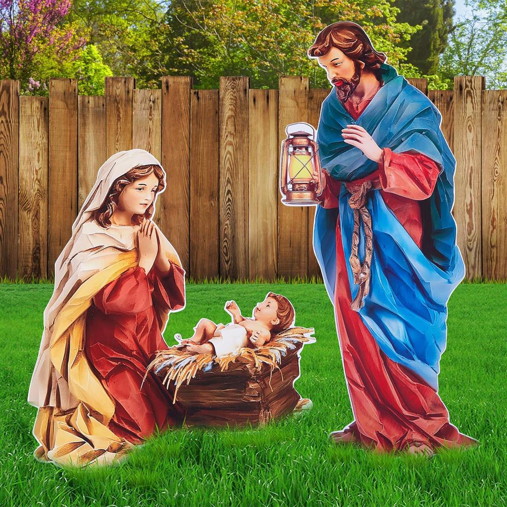 Nativity Yard Stakes Christmas Garden Stakes Acrylic Flat Ornaments for Outdoor Garden Yard