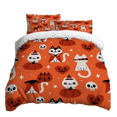 Halloween Three-piece Bedding Set Quilt Cover Pillowcase Brushed Fabric Thickened
