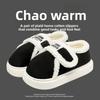 Cotton Slippers for Women To Wear Outdoors In Winter, Indoor Home with Thick Soles and Plush Insulation Bag and Velcro Cotton Shoes