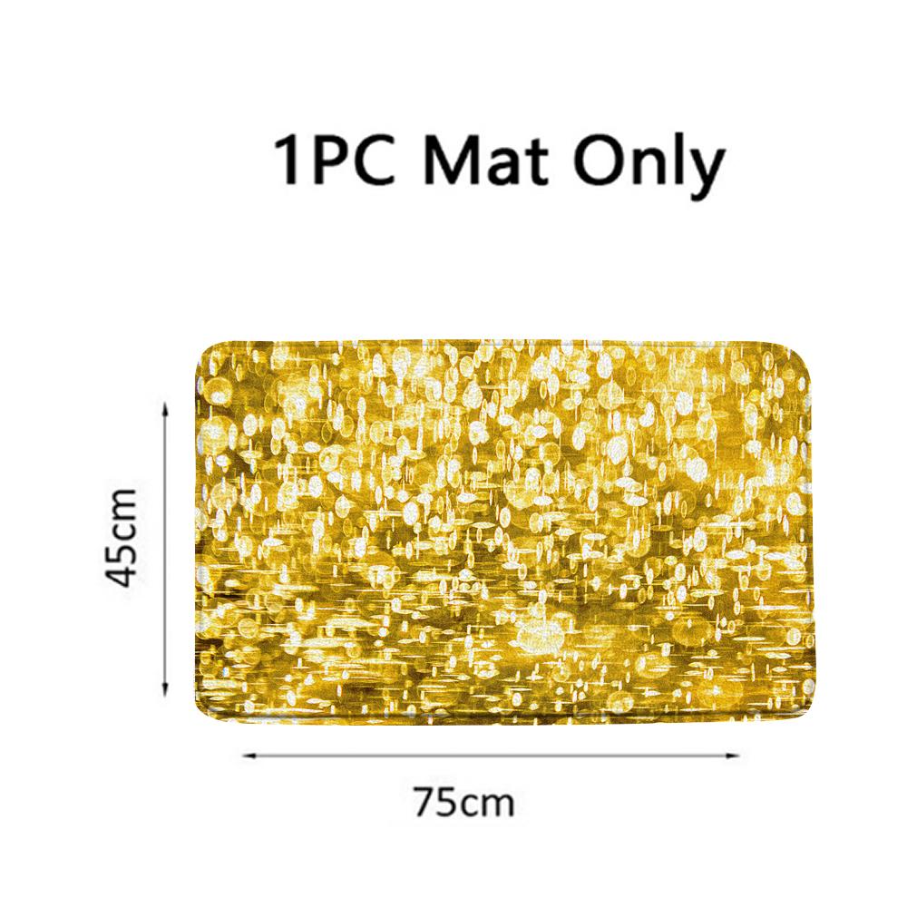 Sparkling Golden Red Shower Curtain Set with Non-Slip Rugs Toilet Lid Cover and Bath Mat Glitter Shower Curtain Bathroom Decor
