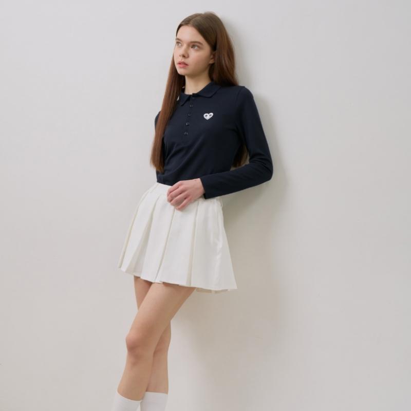 Goxo Basic Pique T shirT Smile hearT Navy