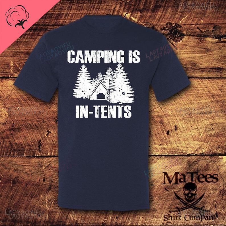 Camping Is inTents Men for Female Funny Camping Casual Harajuku Streetwear Aesthetic Loose Oneck Harajuku Printed Tshirt Tops