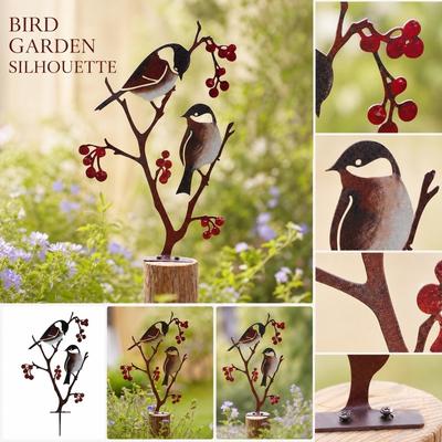 Metal Bird Sculpture Outdoor Garden Decoration Iron Art Animal Silhouette Standing Hanging Ornament Creative Yard Craft