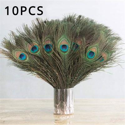Peacock Feather Natural In Bulk 25-30cm for Craft Vase Wedding Home Party Christmas Day Decoration Peacock Feathers
