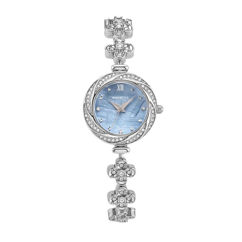 Light Luxury Diamond-encrusted Women's Watch Niche Design Fritillary Four-leaf Clover Bracelet Watch High-end Fashion Quartz Watch