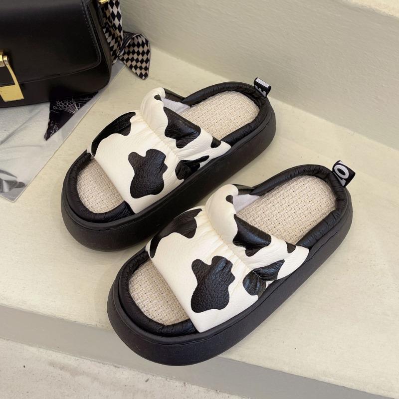 Linen Slippers Women's Spring, Summer and Autumn Indoor Home Use Thick-bottomed Wind Sweat-absorbing Cotton and Linen Home Office Slippers