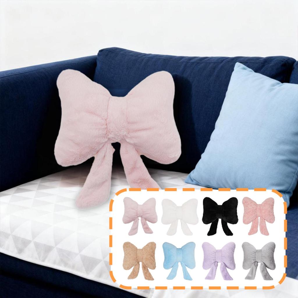 Soft Plush Decorative Pillow Elegant Bow Cushion for Bedroom Living Room Cafe Dorm Home Decor