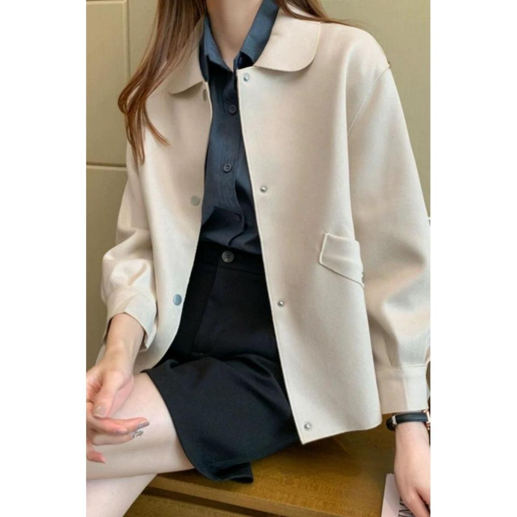 Trendy Suede Velvet Windbreaker: Petite Fit Short Jacket for Spring & Autumn