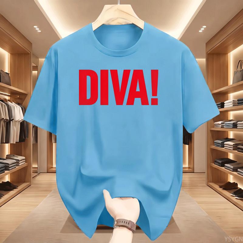 Cotton Unisex Unisex Diva T Shirts Graphic Unisex Tshirt Streetwear Funny Trendy Y2k Tshirt 90s Cotton Short Sleeve Unisexs Clothes