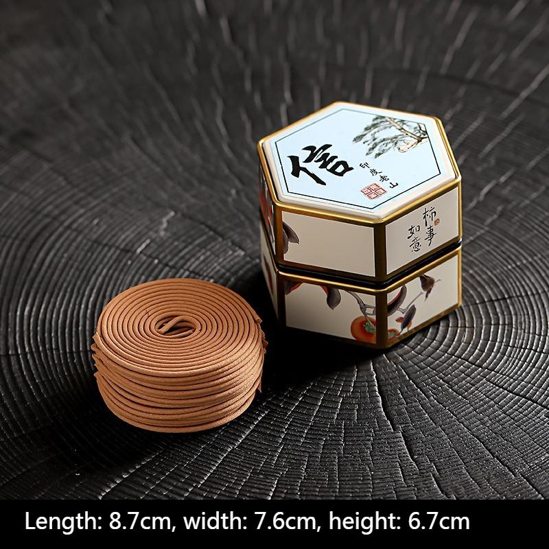 

Natural Coil Incense Huian Agarwood Hexagonal Box Pear Tent Incense Tearoom Study Home bedroom Purify The Air and Remove Odors Indian Old Mountain