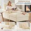 Sillón reclinable tapizado, Sillón cama plegable, Sillón de lectura grande XXL, Sillón de terciopelo, Puf para sala de estar y dormitorio, Beige