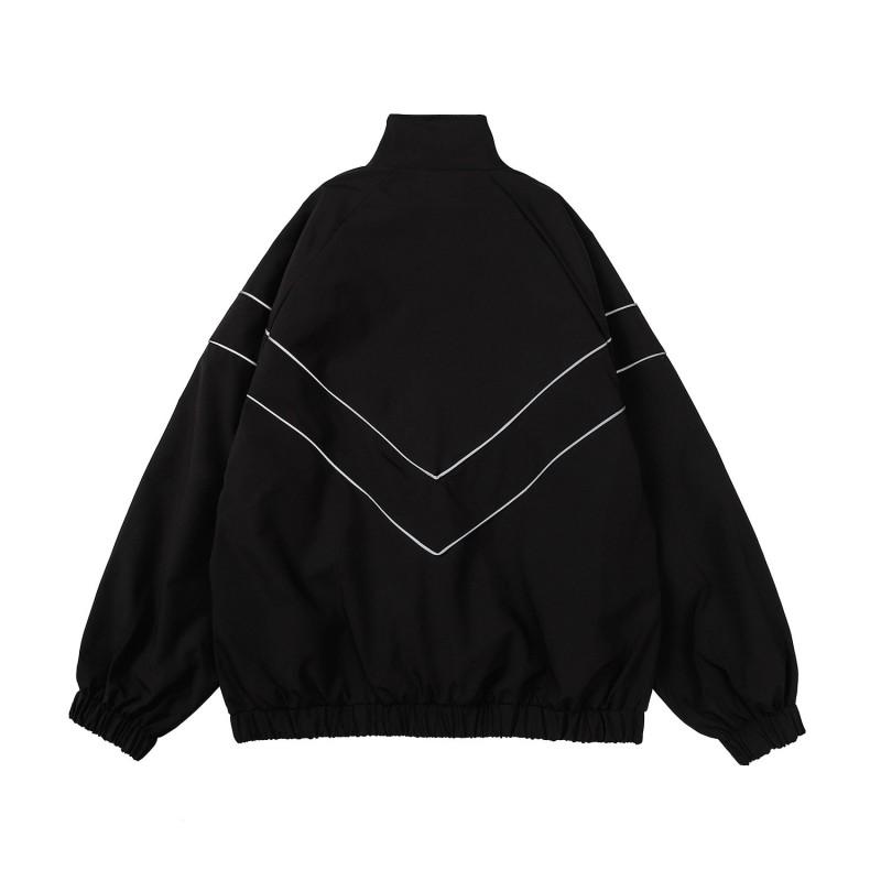 Giacca Sportiva Unisex Oversize Riflettente Monocolore Giacca a Vento Casual Senza Cappuccio