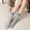 Women's Spring and Autumn Double-needle Bow with Loose Lace, Super Soft Pile Socks with Black Fungus Edge