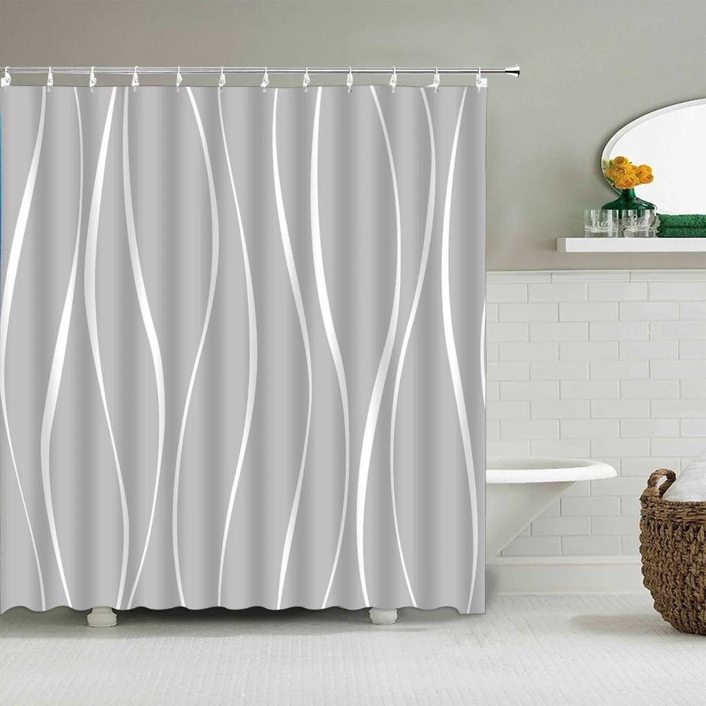 Black And White Striped Shower Curtain Colorful Creative Geometric Shower Curtain Modern Minimalist Bathroom Accessories Decor