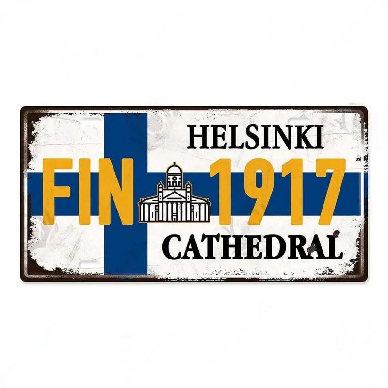 Retro Car 2D Metal Sign, Aluminum Wall Decor 15x30cm