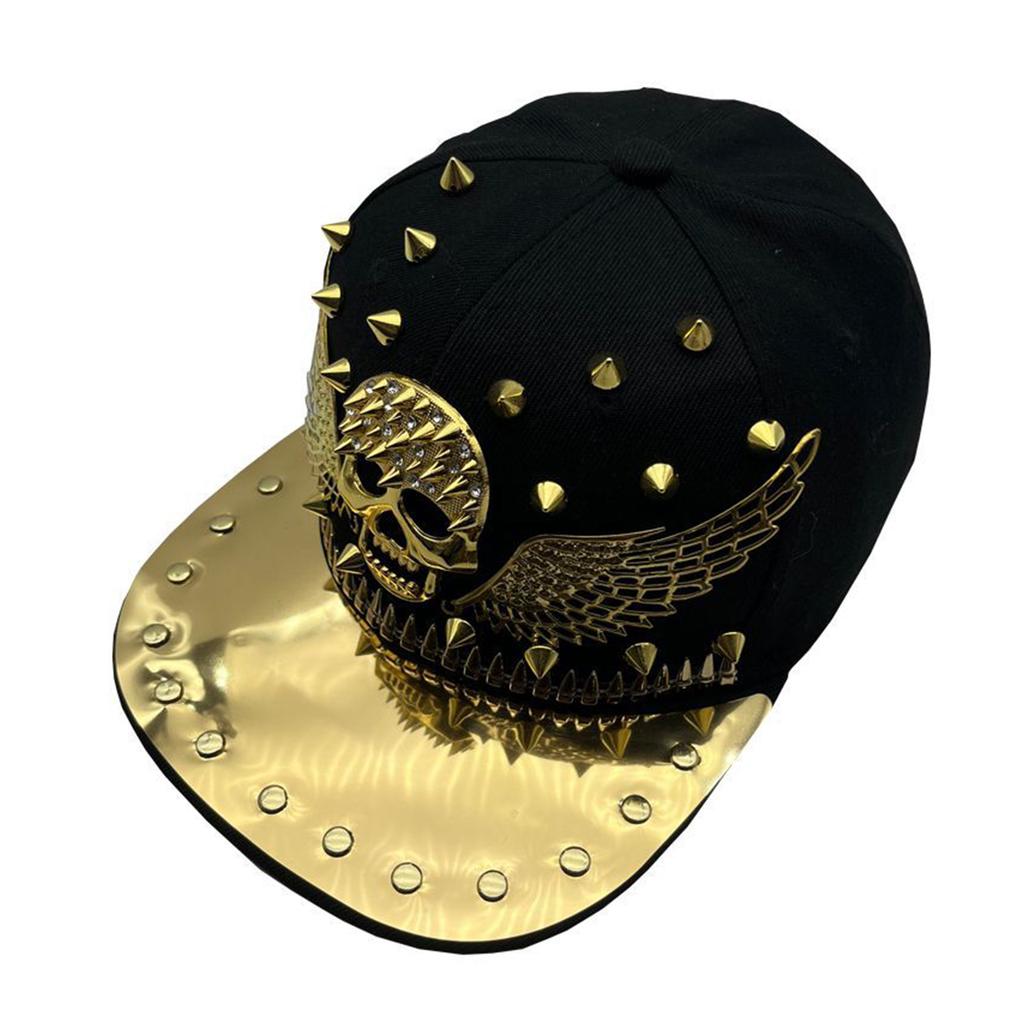 Stylish Rivet Baseball Hat with Adjustable Buckle Duckbill Hat Punk Hip Hop Hat Men Baseball Hat For Party Music Concert
