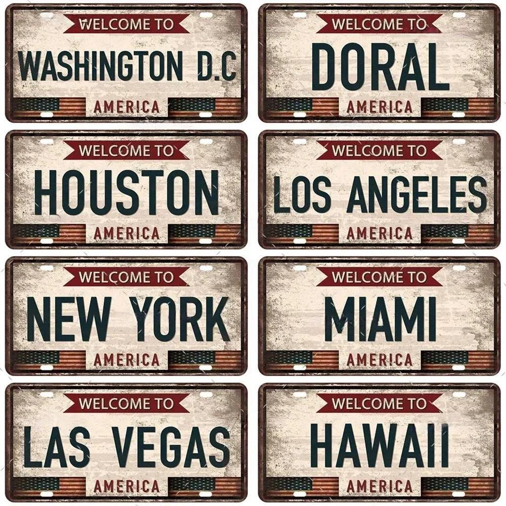 Vintage Berlin Madrid New York Paris Country City Stil Platte Metallschild Plakette Blechschild Man Cave Bar Club Poster Dekoration