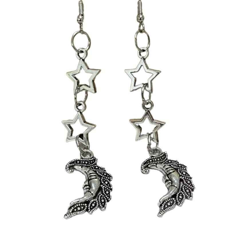 Sweet Cool Dangle Earrings Simple Hollow Star Pendant Drop Earrings Statement Jewelry Fashion Small Hoop Earrings