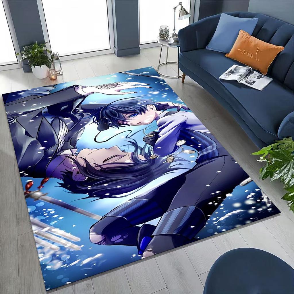 Anime Black Butler Sebastian Ciel Cartoon Cartoon Rug for Bedroom Living Room Sofa Home Doormat Decor,Kids Non-slip Floor Mat