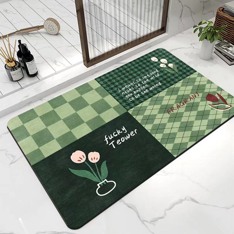 Diatom Mud Absorbent Soft Floor Mat for Bathroom and Household Use, Anti Slip Bathroom Door Mat Feet