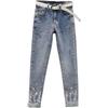Women Spring Autumn Korean Vintage Elastic Tight Denim Jeans Casual High Waist Pencil Pants