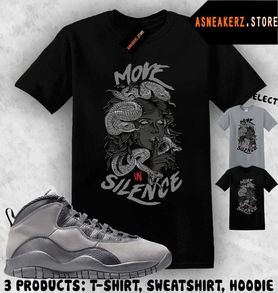 Shirt To Match AJ 10 Shadow 2025 Sneaker Matching Tee Move In Silence T-Shirt