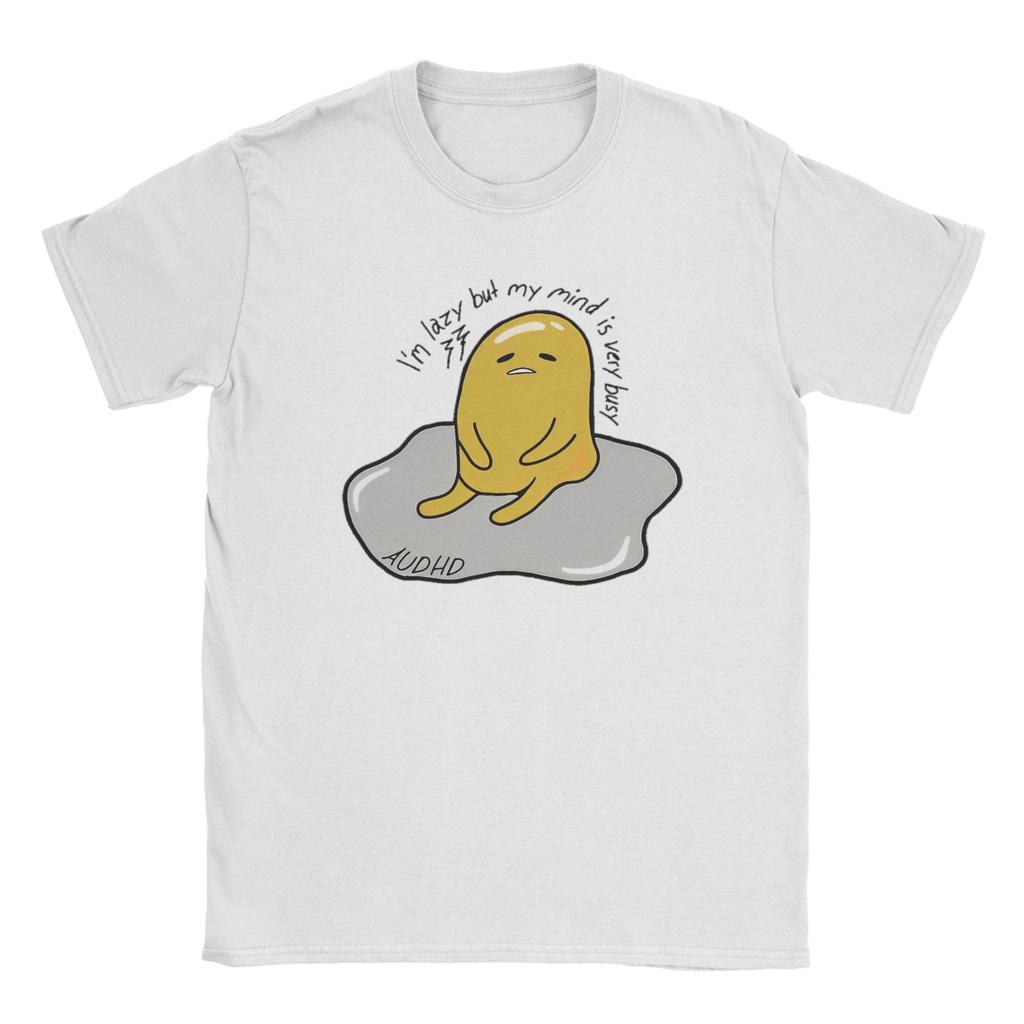 Gudetama Work Hard Sleep Harder  T Shirts  100% Cotton Clothing Crazy Short Sleeve Round Collar Tee Shirt Printed T-Shirt