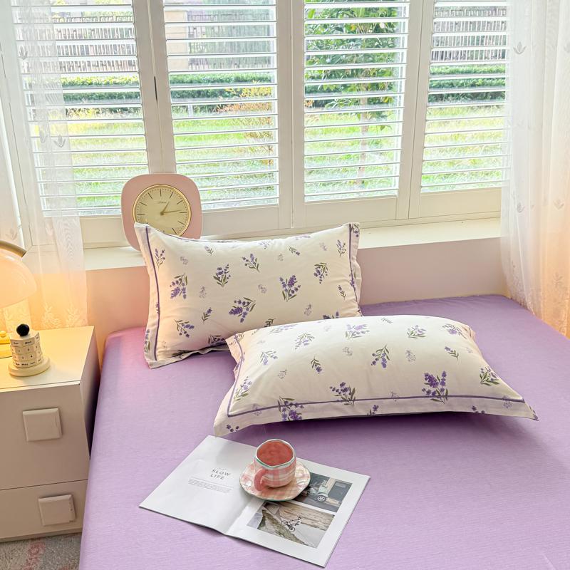 100% Cotton Lavender Print Duvet Cover Set 3-Piece (1 Duvet + 2 Pillowcases) - Breathable & Fade-Resistant, Bedding Set