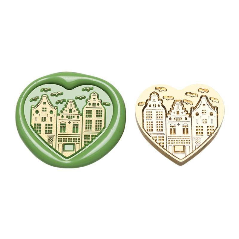 Heart Series Sealing Wax Stamp Head Heart Shaped Wax Seal Stamp for Envelopes Wedding Invitation Decorations Brass
