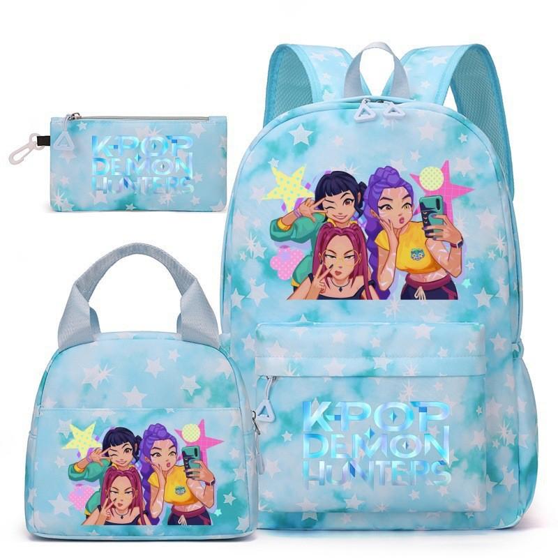 KPop Demon Hunters Student Backpack Crossbody Bag Casual Pencil Case Set of 3 Fashion Trendy Unisex
