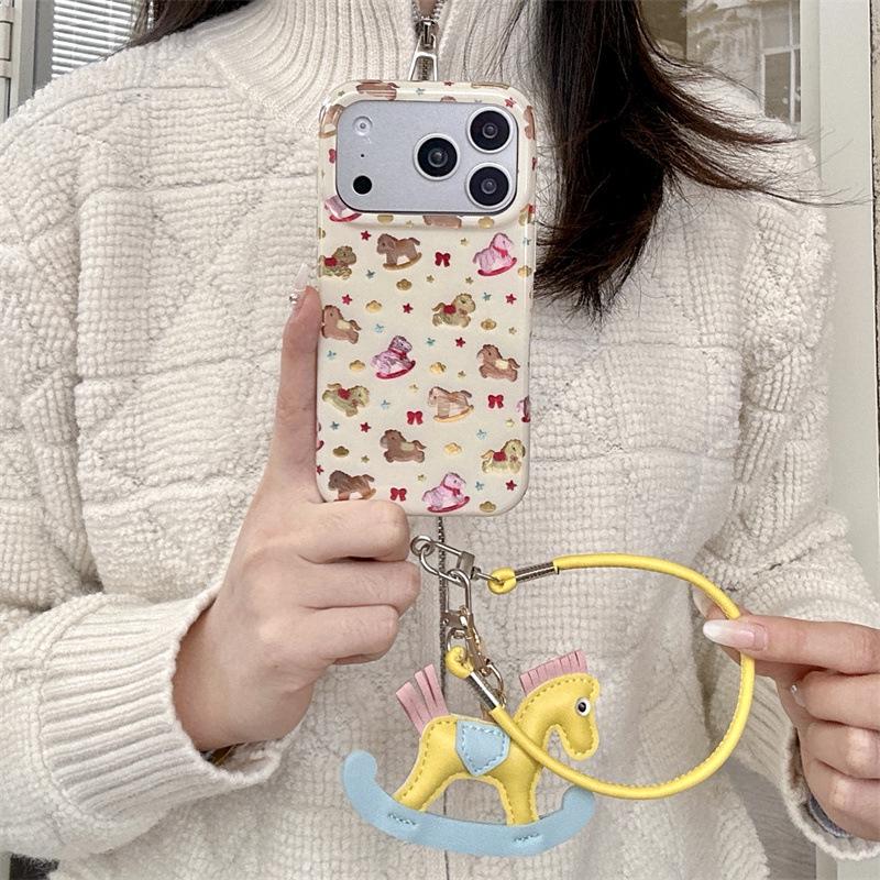 Colorful Star Wooden Horse Case for iPhone 17/16 Pro Max/15/14 - New Model for Women