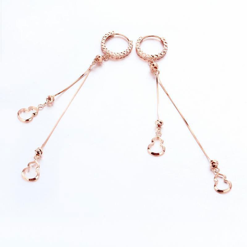 Фиолетовые Золотые Модные Простые Цветные Золотые Длинные Серьги-Кисточки Змеиная Кость Счастливая Тыква Серьги с Покрытием из Розового Золота