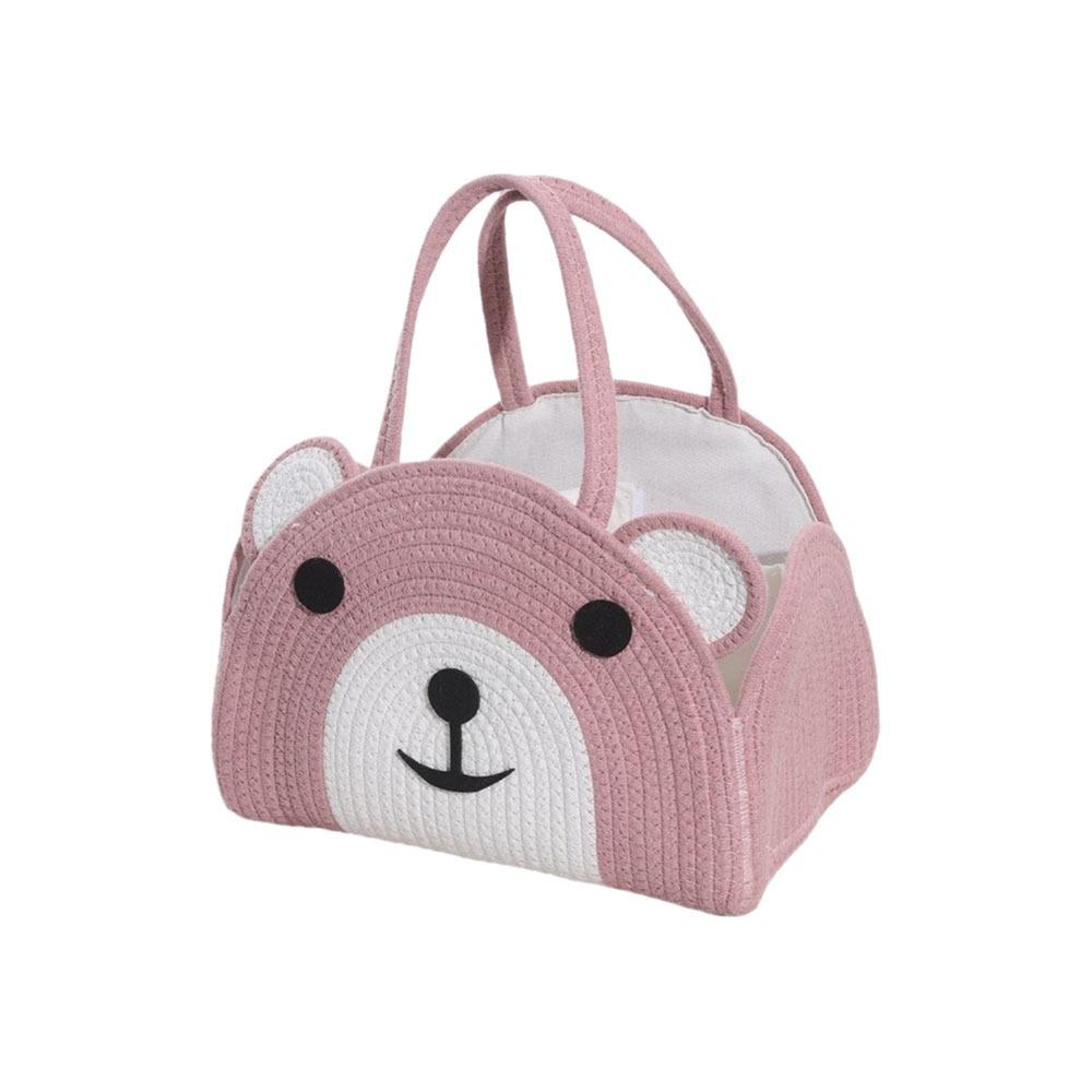 

Cotton Rope Diaper Storage Bin Bear Pattern Mommy Bag Stylish Woven Basket Newborn розовый