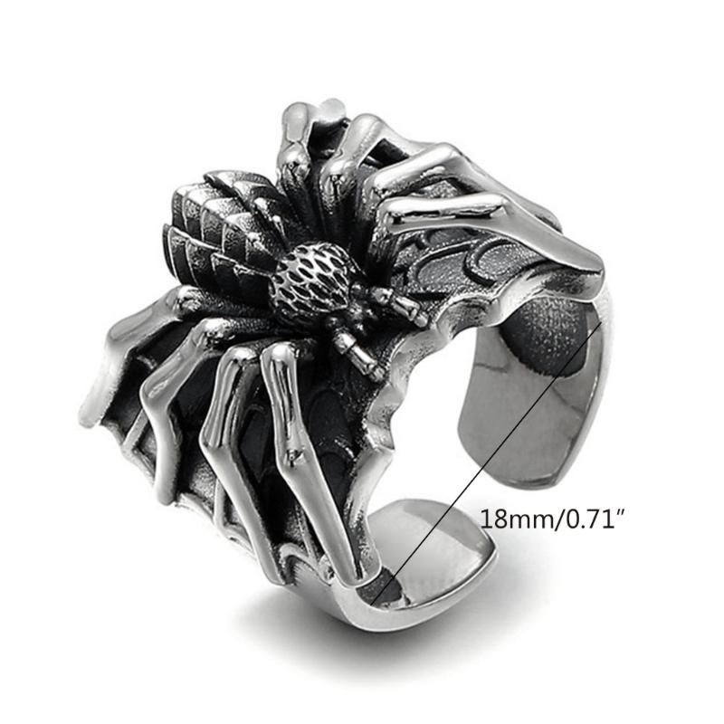 Gothic Spiders Open Rings Punk Style Statement Rings Adjustable Finger Rings Party Jewelry Halloween Accessory for Men