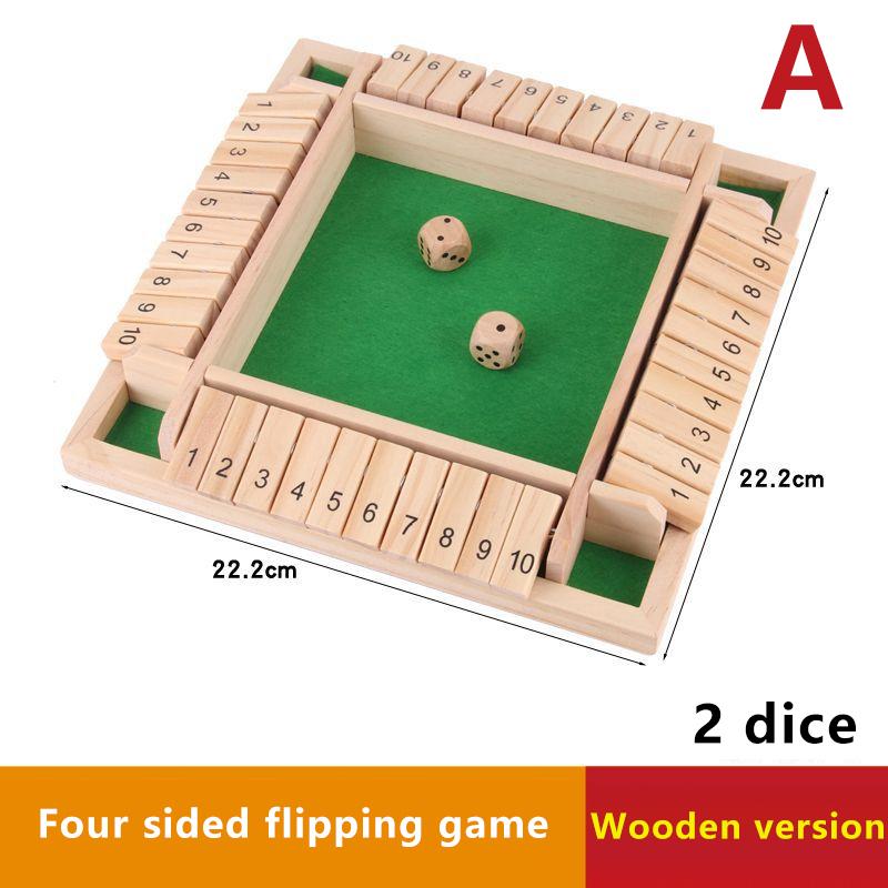 

Четырехсторонний набор настольной игры Shut The Box с 10 цифрами, кубики, для вечеринки, клуба, питьевые игры для 4 игроков, числовая игра для вечеринки, настольные игры