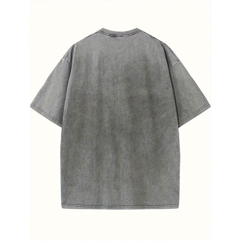 European Size Men's Vintage Golf Print T-Shirt Cotton Oversized Relaxed Fit Distressed Washed Tee Suitable for Casual Wear,Golf Outings,Outdoor Sports