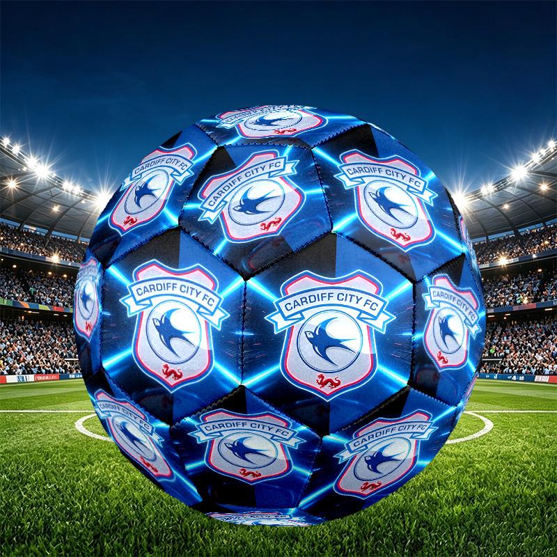 Cardiff City FC Print Size 5 Soccer Ball, PU Wear Resistant Football for Match Training and Daily Practice, Birthday Gift for Soccer Fans
