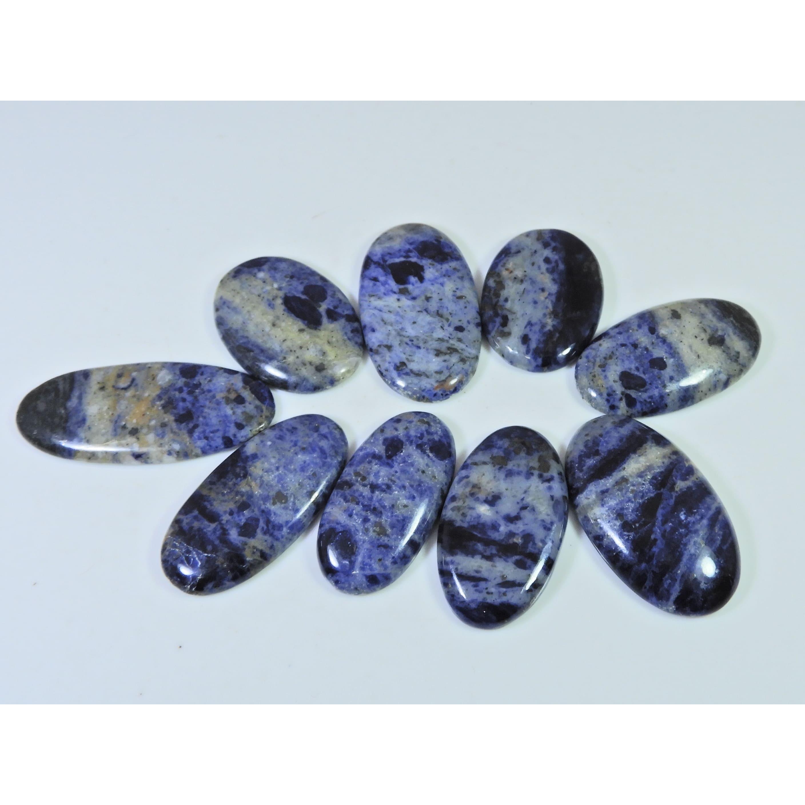 294Cts. Natural Blue Sodalite Oval Cabochon Loose Gemstone 09Pcs Lot 33-44MM C-1505