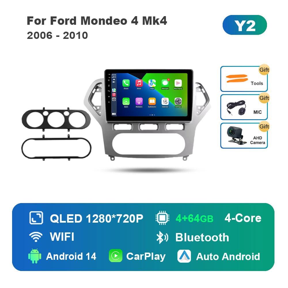 Android 14 Intelligent System Car Radio Multimedia Player for Ford Mondeo 4 Mk4 2006 - 2010 Touch Screen 4G WiFi BT GPS Navi