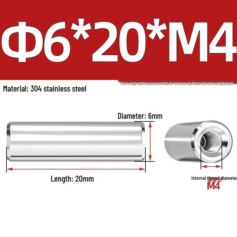 Pin Cilindric din Oțel Inoxidabil 304 cu Filet Interior M4/M6/M8 și Orificiu - Coloană de Suport și Ghidare