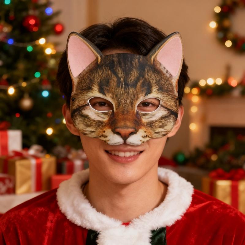 Máscara Facial Realista de Gato Animal Textura EVA Asegurando Comodidad Adecuada para Halloween Carnavales Fiestas de Disfraces