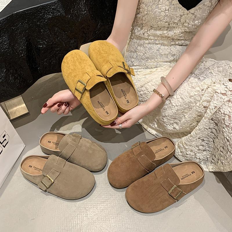 Thick-soled half-slippers, women's new autumn baotou slippers, the inner height increases by one pedal