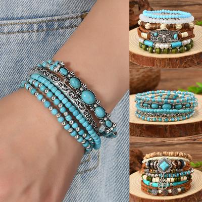 Bohemian DIY Beaded Bracelet for Women Handmade Turquoise Stone Jewelry Fashion Boho Chic Adjustable Anklet